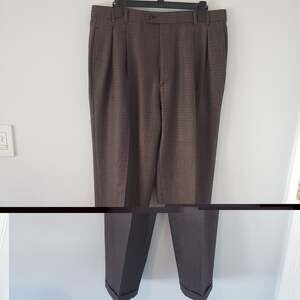 Zanella Pants Mens 35W Brown Slacks Pleated Front